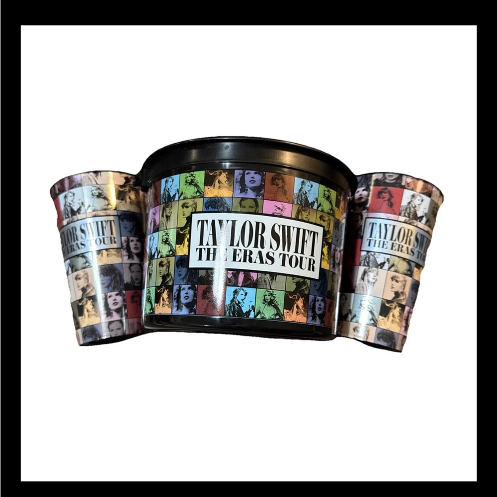 TAYLOR SWIFT THE ERAS TOUR MOVIE Collectible POPCORN BUCKET + 2 Large Cups/lids